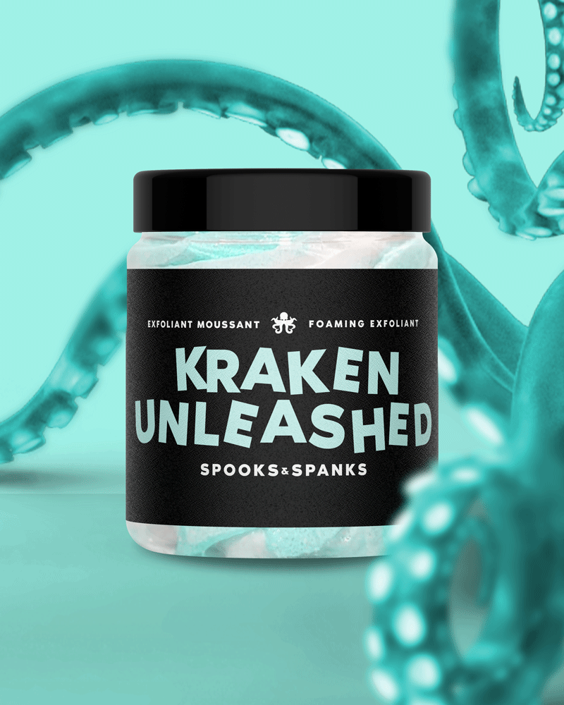 Kraken Unleashed ocean mist + agave nectar foaming exfoliant