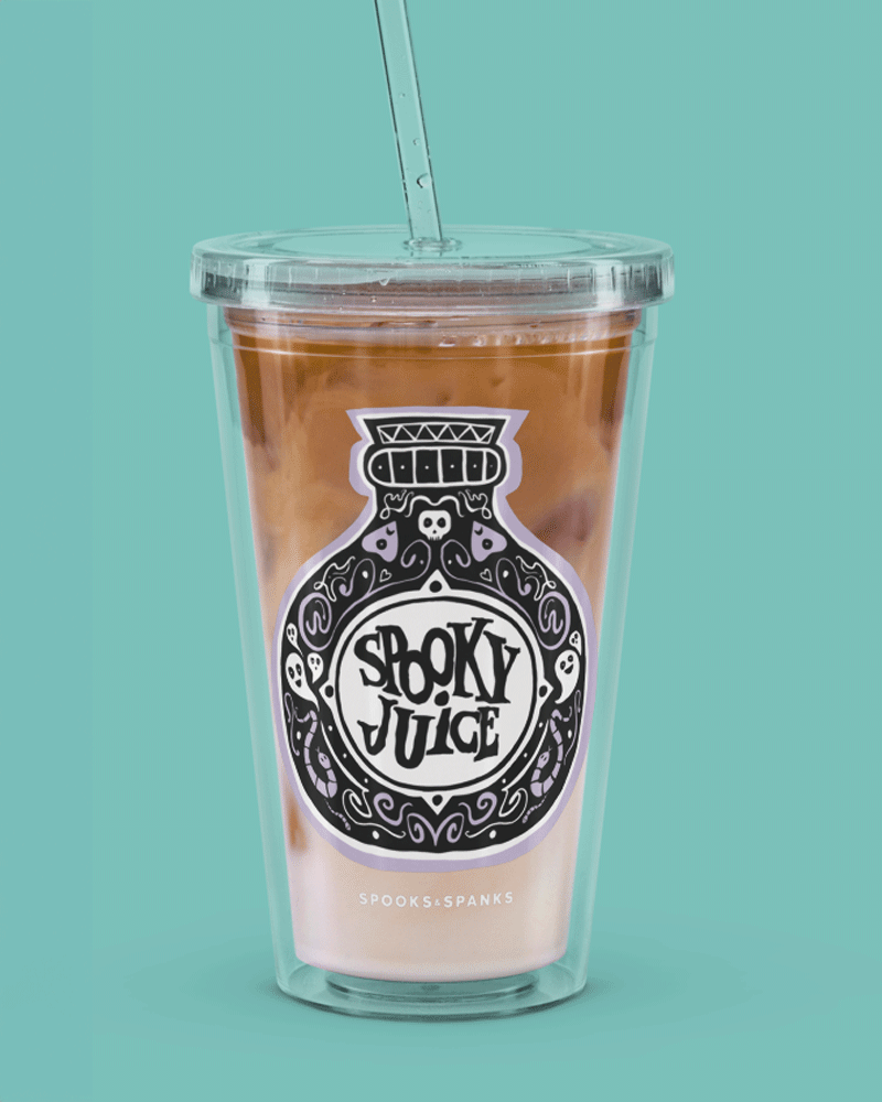 Spooky Juice clear plastic tumbler - 16oz